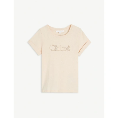 Shop Chloé Logo-print Cotton T-shirt 4-14 Years In Pale Pink