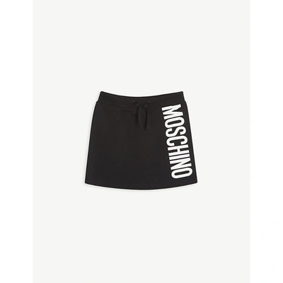 Shop Moschino Girls Black Kids Logo-print Cotton-blend Skirt 4-14 Years 10 Years