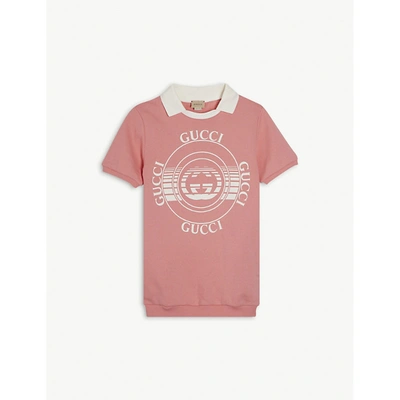 Shop Gucci Logo-print Cotton Sweatshirt Dress 6-10 Years In Pink