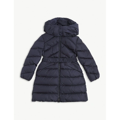 Shop Moncler Agot Quilted Nylon Hooded Jacket 4-14 Years In Dark Navy