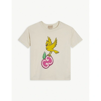 Shop Gucci Apple And Bird-print Cotton T-shirt 6-12 Years In White