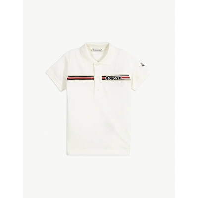 Shop Moncler Cotton Polo Shirt 4-14 Years In White