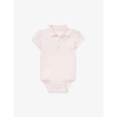 Shop Ralph Lauren Logo-embroidered Cotton Body Suit 3-12 Months In Delicate Pink