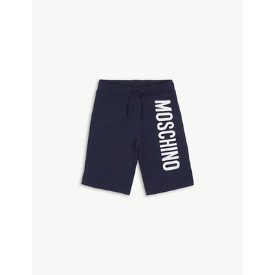 Shop Moschino Logo-print Cotton-blend Shorts 4-14 Years In Navy