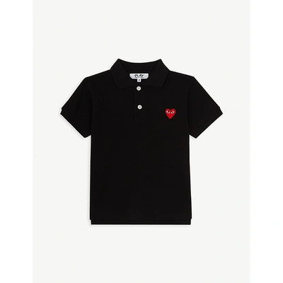Shop Comme Des Garçons Boys Black Kids Cotton Heart Motif Polo Shirt 2-6 Years 6 Years