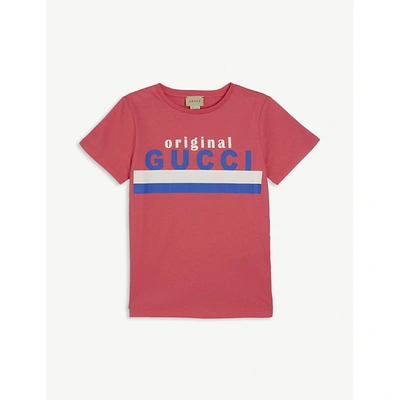 Shop Gucci Boys Pink Kids Logo-print Cotton-jersey T-shirt 4-10 Years 10 Years