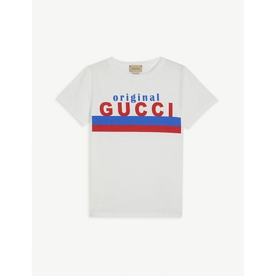 Shop Gucci Boys White Kids Logo-print Cotton-jersey T-shirt 4-10 Years 10 Years