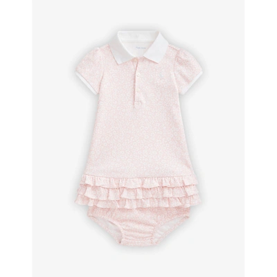 Shop Ralph Lauren Floral-print Cotton Dress And Bloomer Set 3-24 Months In Pink White Multi