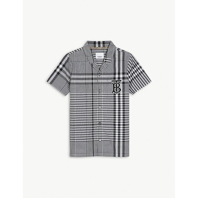 Shop Burberry Reyford Checked Cotton Shirt 8-14 Years In Black Ip Chk