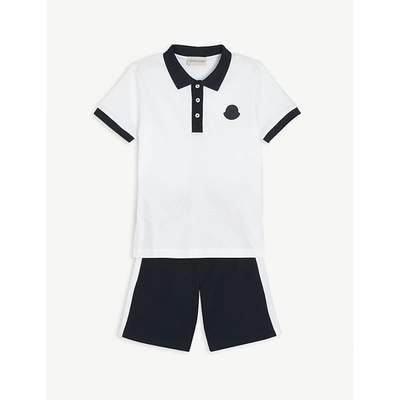 Shop Moncler Miscellaneous Logo-patch Cotton Polo Shirt And Shorts Set 4-14 Years 12 Years