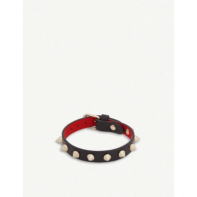 Loubilink Embellished Leather Bracelet in Red - Christian