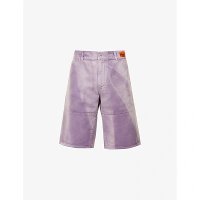 Shop Heron Preston Tie-dye Straight Relaxed-fit Denim Chino Shorts In Purple