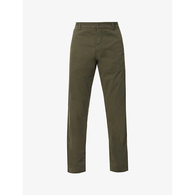 Shop Aspesi Slim Stretch-cotton Trousers In Green