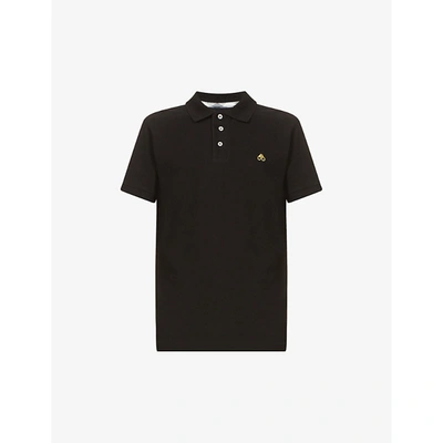 Shop Moose Knuckles Mens Black Logo-badge Cotton Polo Shirt Xl