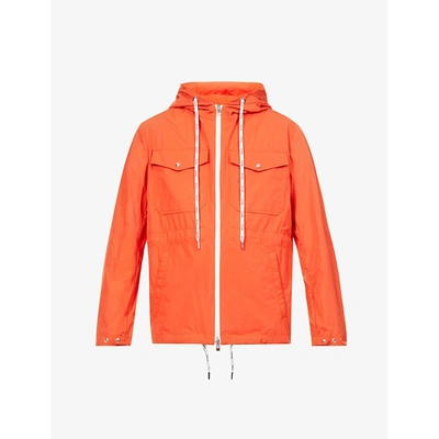 Shop Moncler Carion Brand-patch Drawstring-hem Shell Hooded Jacket In Orange