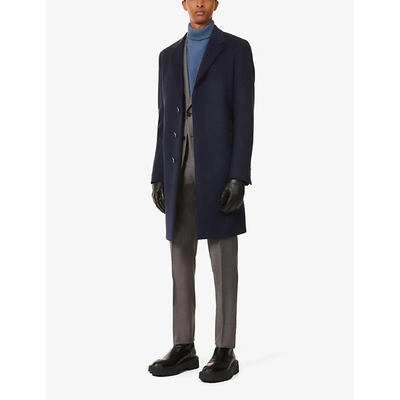 Shop Paul Smith Epson Single-breasted Wool And Cashmere-blend Coat In Light Blue