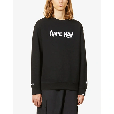 Shop Aape Logo-print Cotton-blend Jersey Sweatshirt In Black