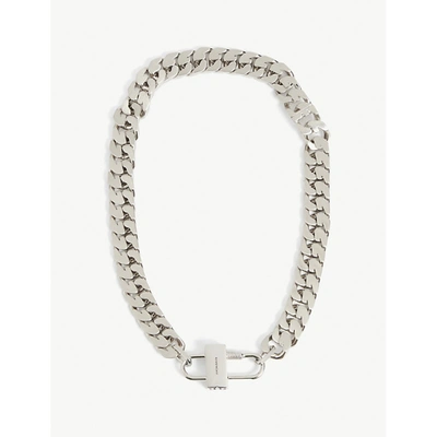 Shop Givenchy Mens Silvery Chain Lock Small Silver-toned Brass Necklace 1 Size