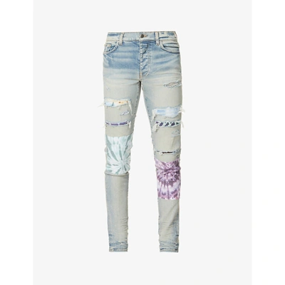 Shop Amiri Tie-dye Patchwork Skinny Jeans In Original Indigo
