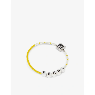 Shop Fendi Mens Yellow Brand-pattern Ceramic And Glass Bracelet L