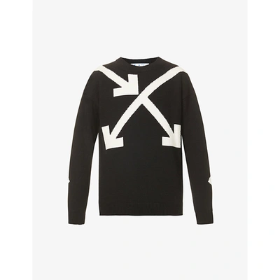 Shop Off-white Twisted Arrows Cotton-blend Knitted Jumper In Black White