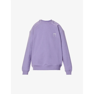 Shop Ader Error Logo-embroidered Dropped-shoulder Cotton-jersey Sweatshirt In Purple