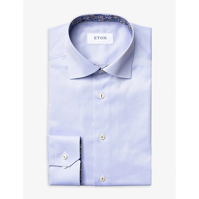 Shop Eton Contemporary-fit Cotton-poplin Shirt In Blue