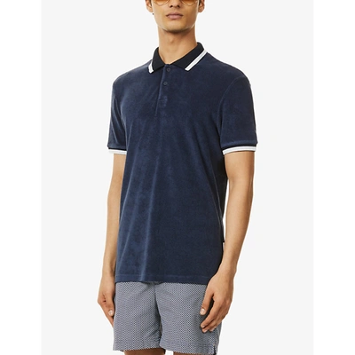 Shop Orlebar Brown Jarrett Cotton-towelling Polo Shirt In Navy