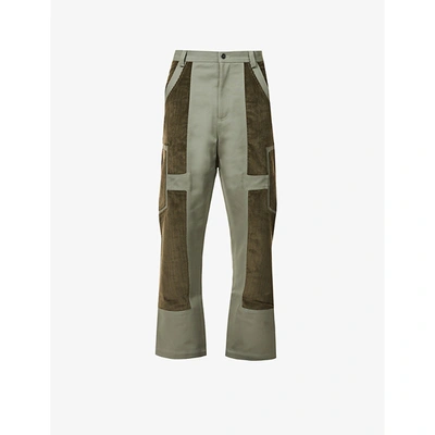 Shop Jacquemus Patchwork Straight Cotton Trousers In Green