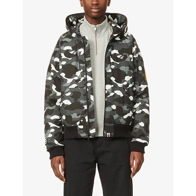 Shop A Bathing Ape Shark Camo-print Shell Jacket In Black