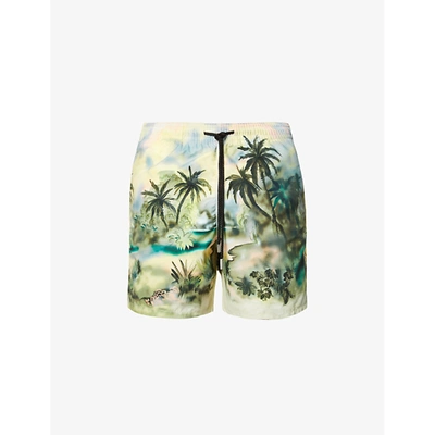 Shop Palm Angels X Vilebrequin Jungle-print Swim Shorts In Green Light