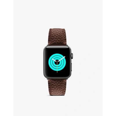Shop Mintapple Mens Brown Apple Watch Grained-leather Strap And Stainless Steel Case 40mm