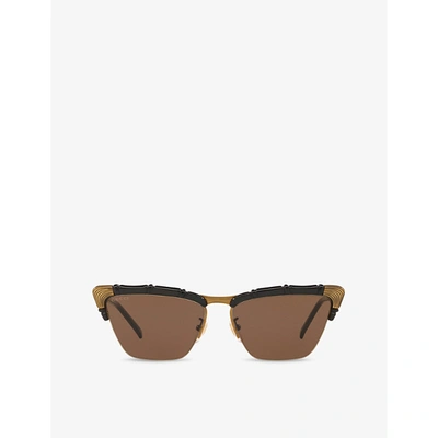 Shop Gucci Gg0660s Cats-eye Frame Acetate Sunglasses In Black