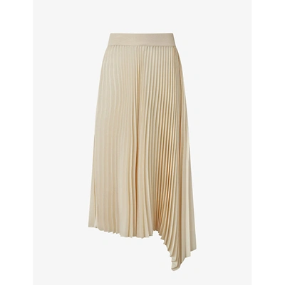 Shop Joseph Sabin Plissé Woven Midi Skirt In Ivory