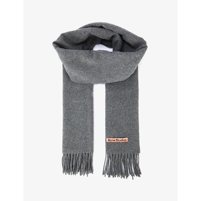 Shop Acne Studios Canada Narrow Wool Scarf In Grey Melange