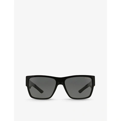 Shop Versace Women's Black Ve4296 Rectangular-frame Acetate Polarised Sunglasses