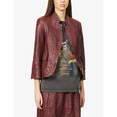 Shop Zadig & Voltaire Womens Bordeau Verys Textured Leather Jacket 12