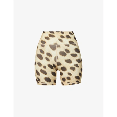 Shop Weworewhat Leopard-print High-rise Stretch-jersey Bike Shorts In Tan