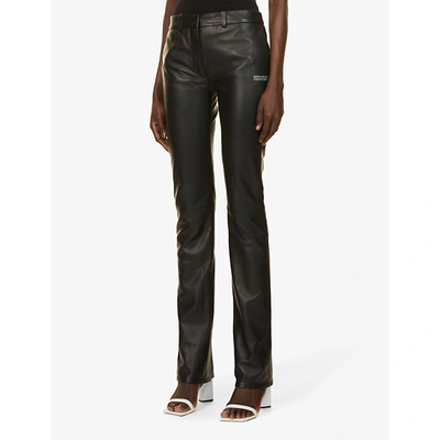 Shop Off-white Straight-leg High-rise Leather Trousers In Black No Colour