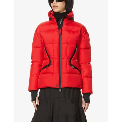Shop Moncler Womens Red Dixence Hooded Shell-down Jacket S