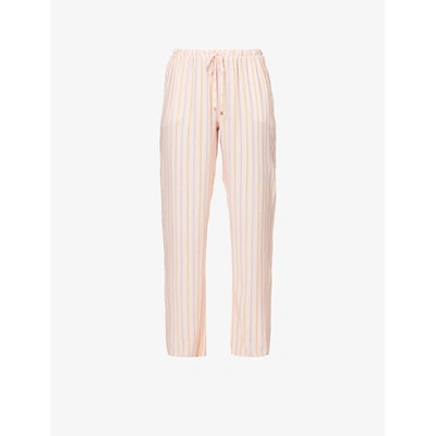 Shop Hanro Womens 2917 Jolly Stripe Striped Mid-rise Woven Pyjama Trousers S