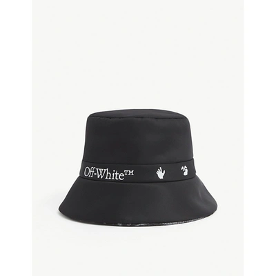 Shop Off-white Logo-print Reversible Nylon Bucket Hat In Black