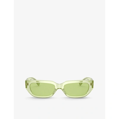 Shop Valentino Garavani Women's Green Va4080 Rectangular-frame Acetate Sunglasses