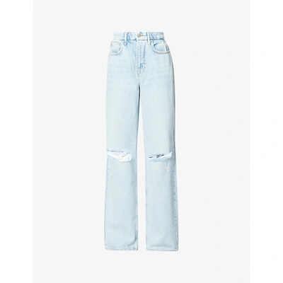 Shop Good American Good 90s Wide-leg High-rise Cotton-blend Denim Jeans In Blue542