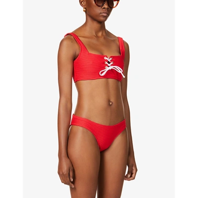Shop Heidi Klein Sardinia Lace-up Bikini Top In Red