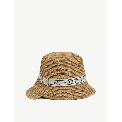 Shop Jw Anderson Asymmetric Straw Bucket Hat In Calico