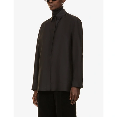 Shop The Row Sisea Wool And Silk-blend Shirt In Black