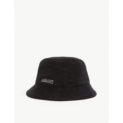 Shop Miaou Womens Black Logo-embellished Cotton Bucket Hat 1 Size