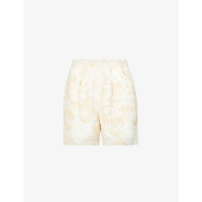 Shop Anine Bing Candice Printed Loose-fit High-rise Woven Shorts