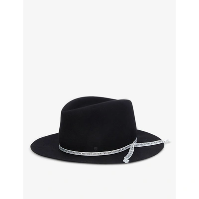 Shop Maison Michel Andre Logo-trim Wool-felt Fedora Hat In Black